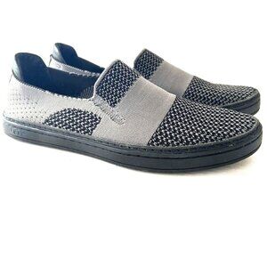 New UGG 1098592 Sammy Leather Slip On Sneakers Black Gray Knit Hyper Weave 7 Com